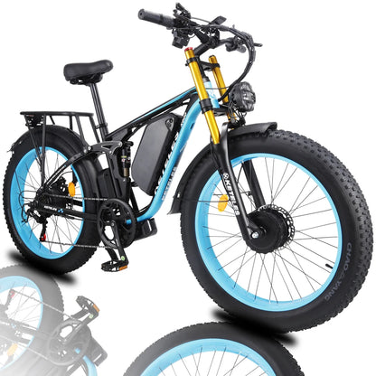 KETELES K800P E-bike 2000W Dual Motor 48V 23AH All-terrain Electric Bicycle Full Suspension 26 inch Fat Tire Adult Electric Bike