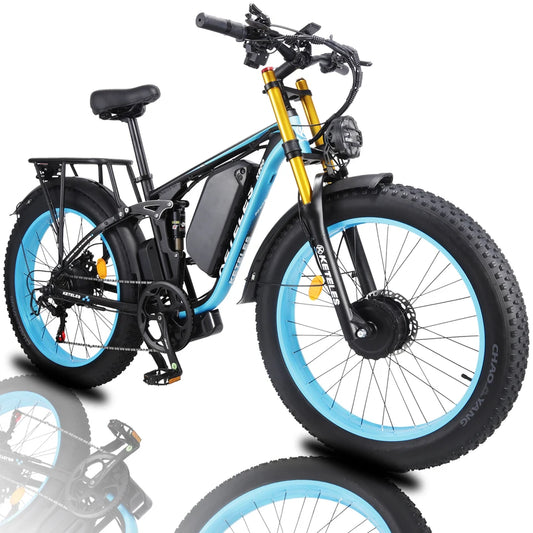 KETELES K800P E-bike 2000W Dual Motor 48V 23AH All-terrain Electric Bicycle Full Suspension 26 inch Fat Tire Adult Electric Bike