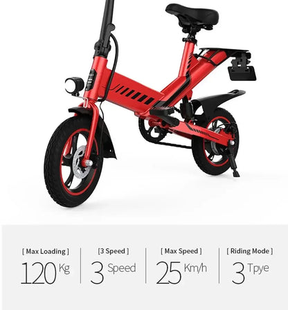 Y1S Electric Bike 12 inch Tire Brushless Motor 25km/h Max Speed, 36V 7.8Ah Lithium Battery City Bicycle 45km Rang