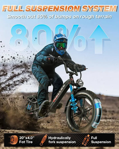 Wallke H7 Electric Bicycle 1200W/2000W Dual Motor Electric Bike 40Ah/60Ah Step Thru Ebike 20*4'' Fat Tire Ebike W/APP Control