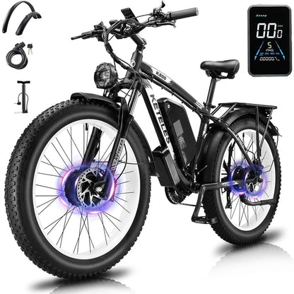 KETELES k800 adult 2000W dual motor electric bike, 23AH battery, 26*4.0 fat tire electric mountain bike.