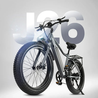 CMACEWHEEL J26 Electric Bike Adults 26 Inch Fat Tire E-Bike 48V/17Ah E Mountain Bike, Range 50-80km,7 Speed