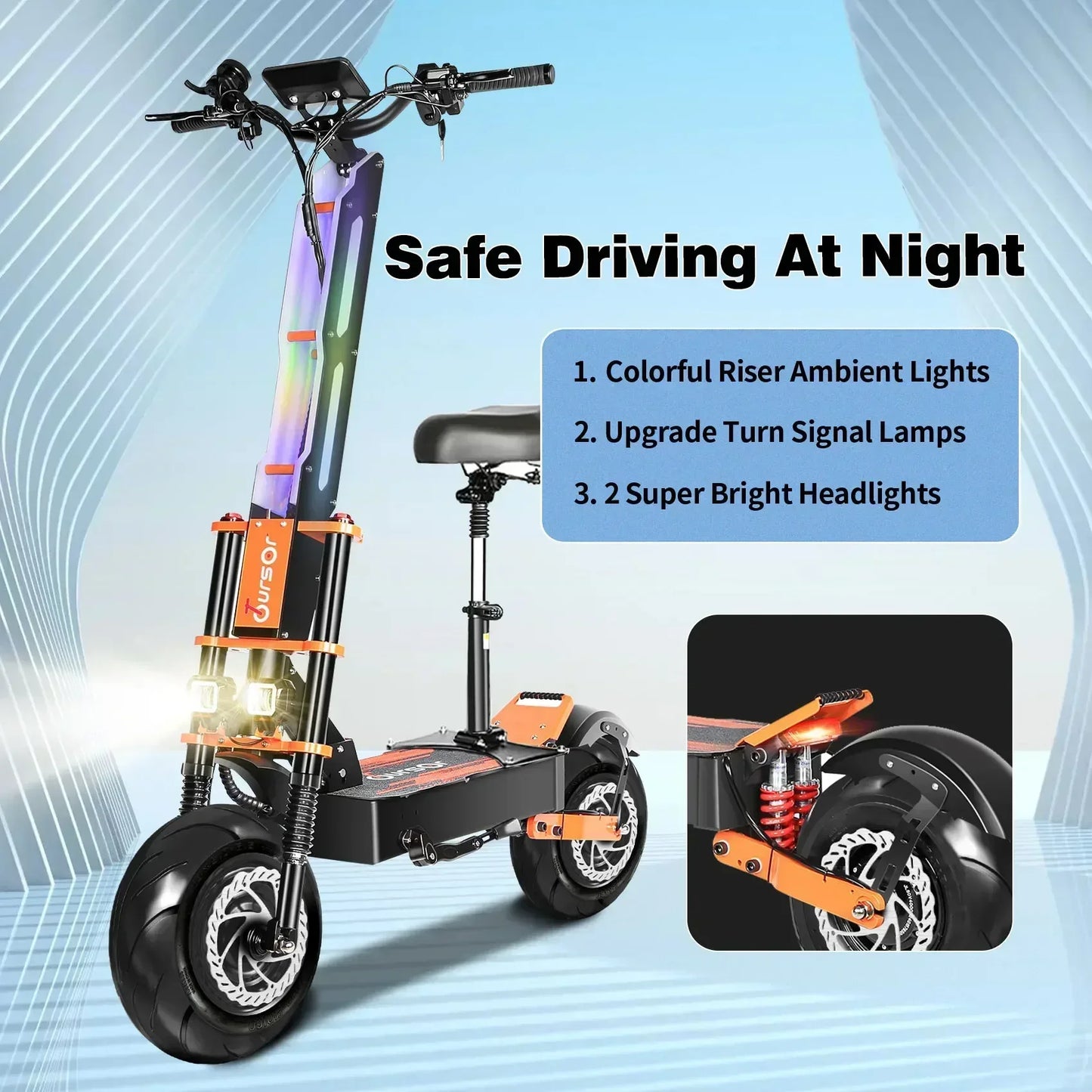 X8 Pro 8000W60V38.8AH electric scooter 14-inch off-road tires 95km/h LCD display folding electric scooter with seats