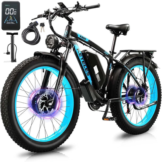 KETELES k800 adult 2000W dual motor electric bike, 23AH battery, 26*4.0 fat tire electric mountain bike.