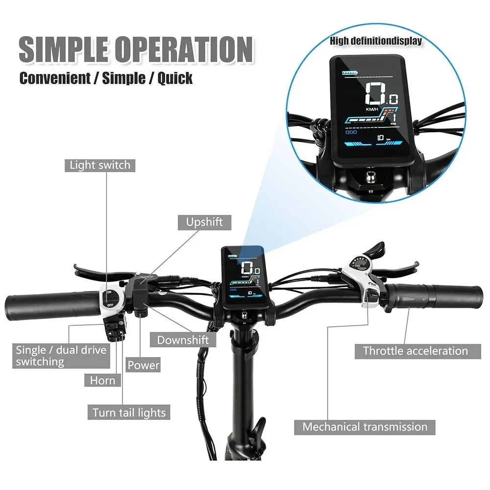 CMACEWHEEL RX20 Electric Folding Bike   Max Speed 17Ah Battery 20*4.0 inch Fat Tire E-Bike  Hydraulic Brake