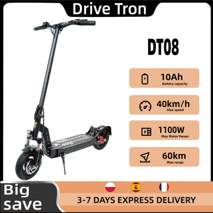 Drive Tron DT08 1100W Power Motor 48V 13AH Battery 10inch Folding E-Scooter Off-road Electric Scooters