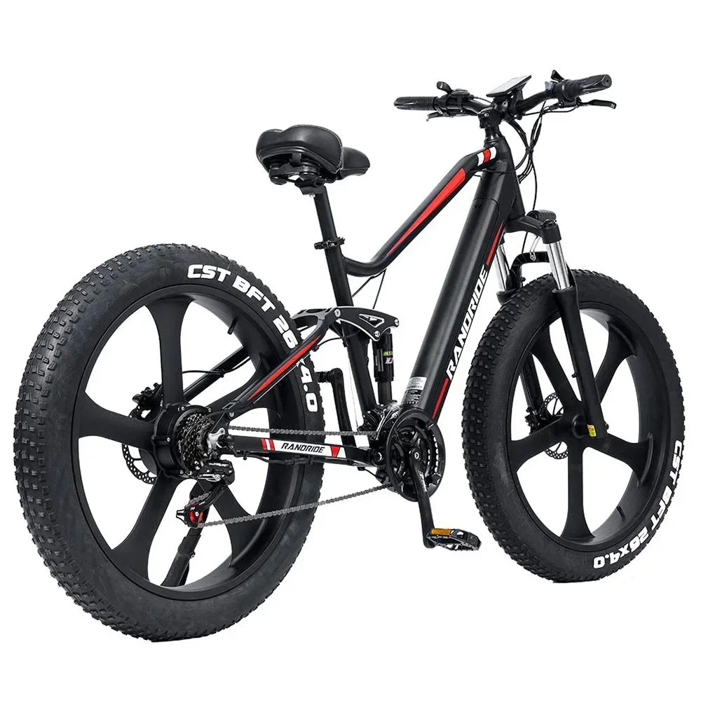 RANDRIDE YX90M Electric Bike, 26'' Fat Tire, 1000W Motor, 48V13.6Ah Battery, 45km/h Max Speed, 100km Range, Hydraulic Brake, LCD