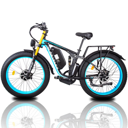 KETELES K800P E-bike 2000W Dual Motor 48V 23AH All-terrain Electric Bicycle Full Suspension 26 inch Fat Tire Adult Electric Bike
