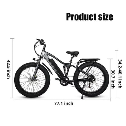 CMACEWHEEL TP26 Electric Bicycle  48V17AH Lithium Battery Adult Riding Electric Bike 26*4 inch Fat Tire Mountain Snow E-bike